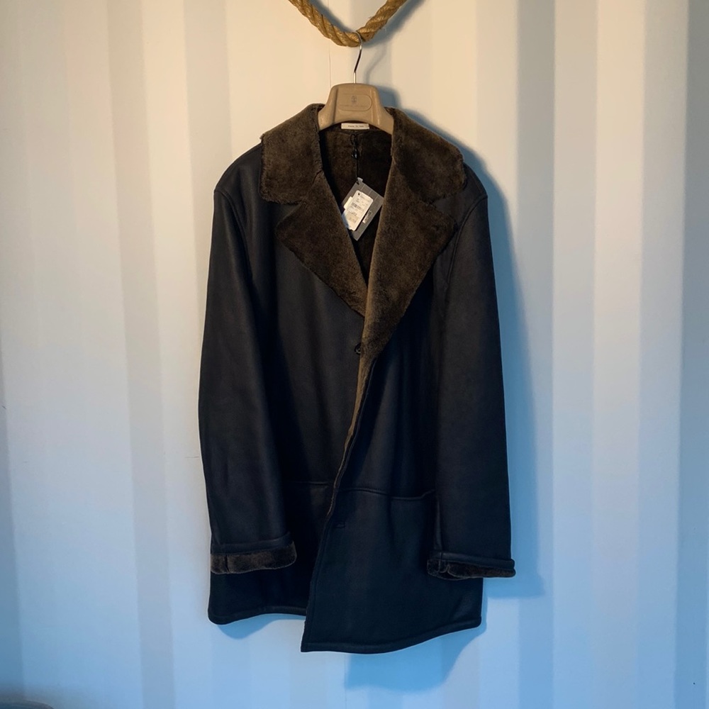Black Leather with Brown Shearling